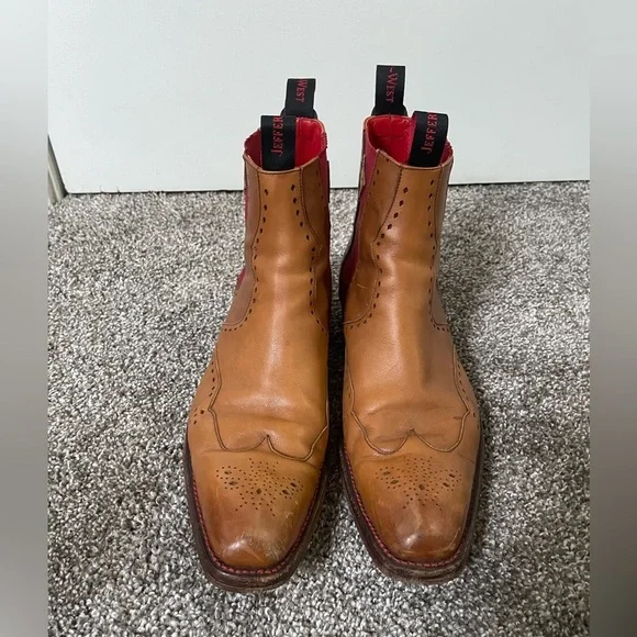 Jeffrey West Tan Chelsea Western Boots Size 9.5